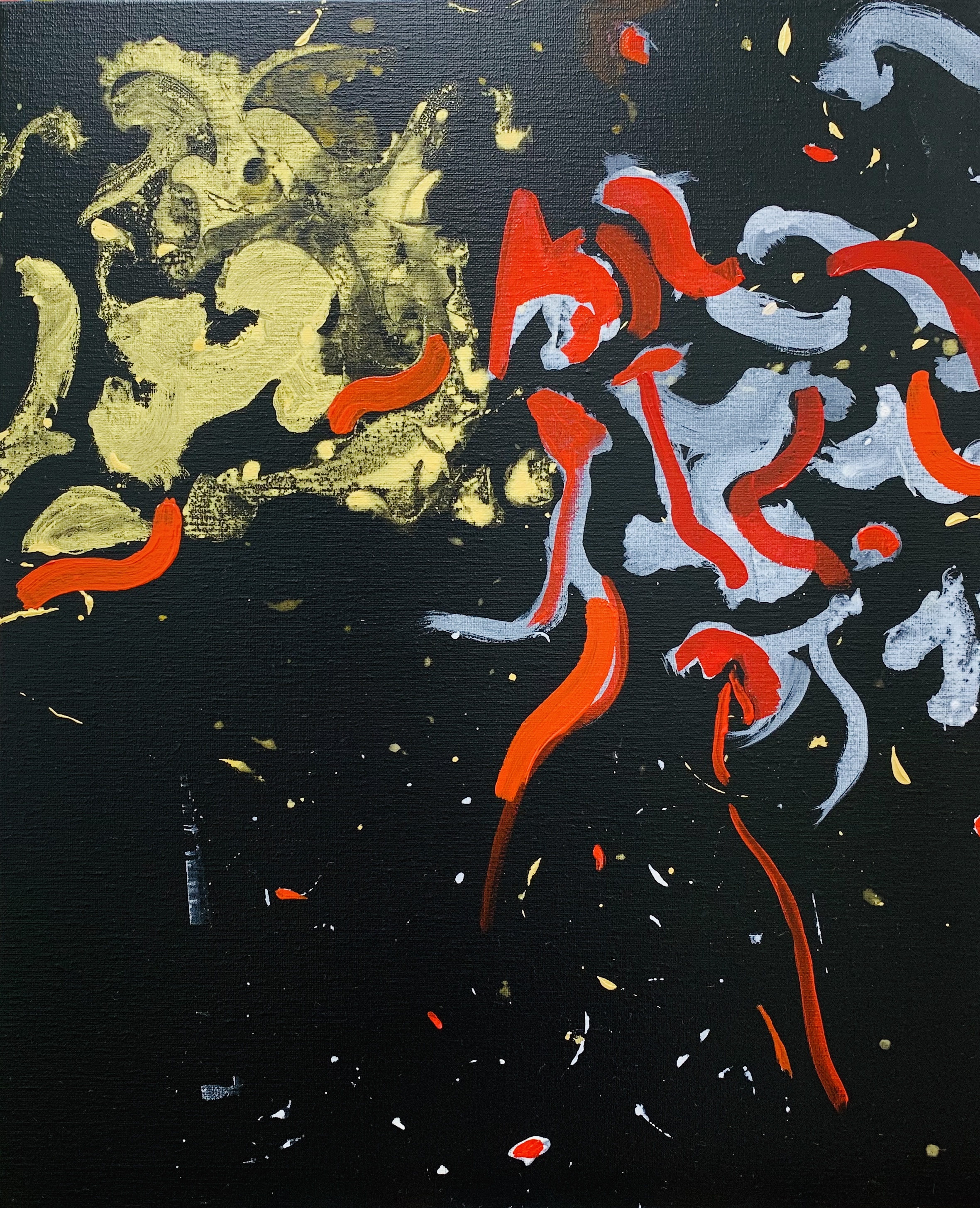 « Iddu leone » — CYB, acrylique sur toile 61×50 cm, série Stromboli, 2023