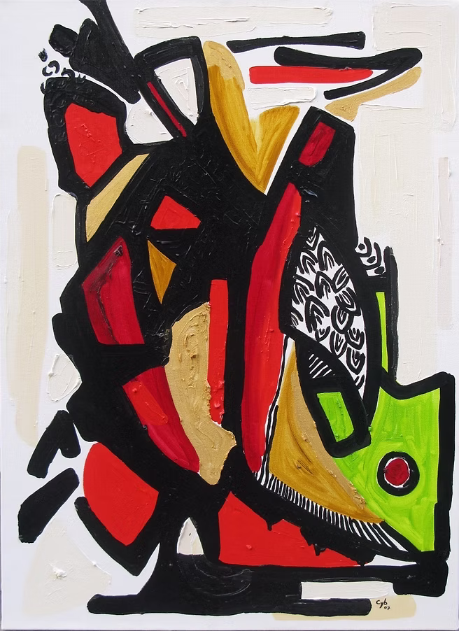 "Impulse" — CYB, oil on canvas 100×73 cm, abstract baroque painting, 2007