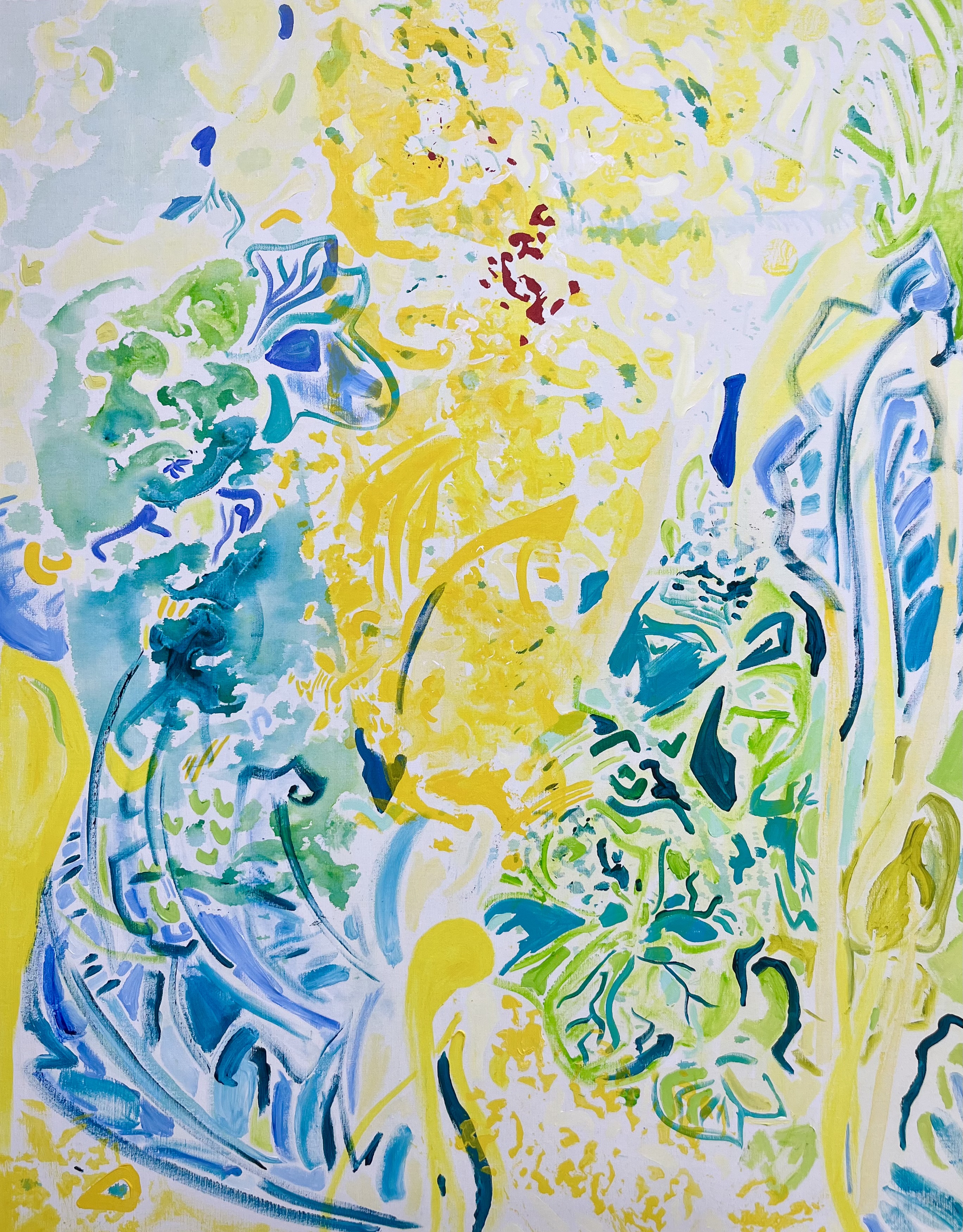 « Incandescence sigma » — CYB, acrylique sur toile 146×114 cm, série Jaunes, 2024