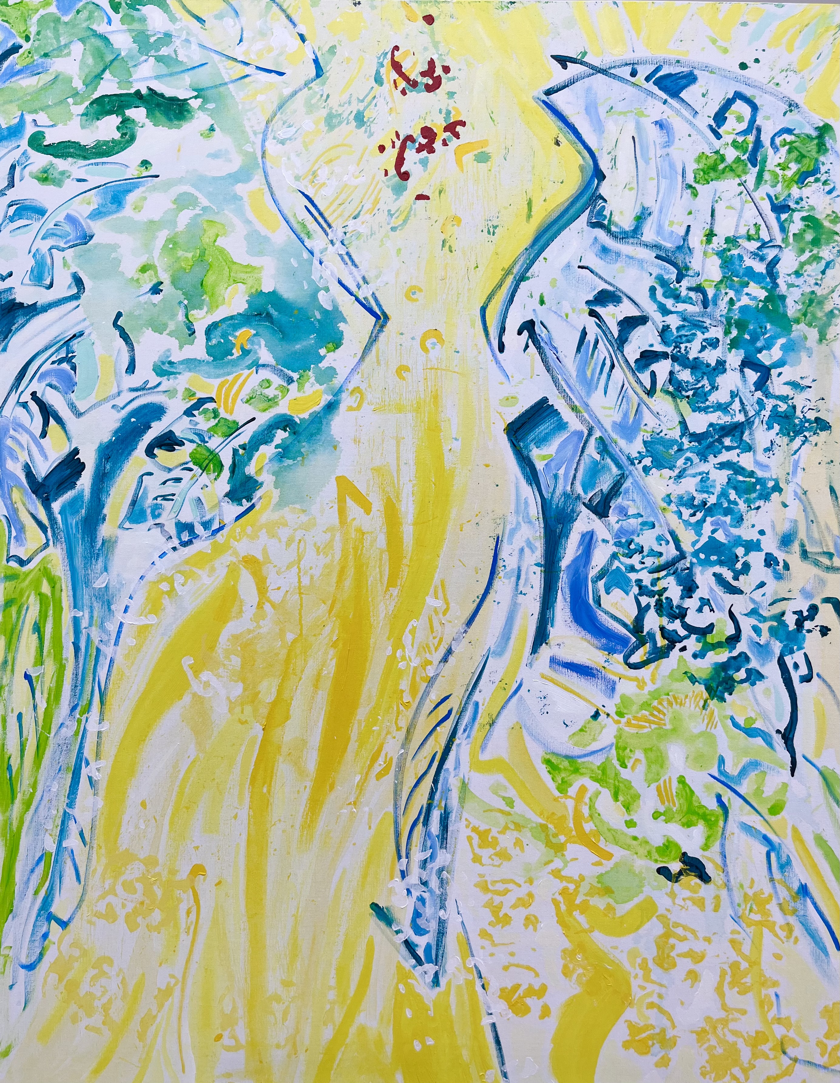 « Incandescence sigma » — CYB, acrylique sur toile 146×114 cm, série Jaunes, 2024