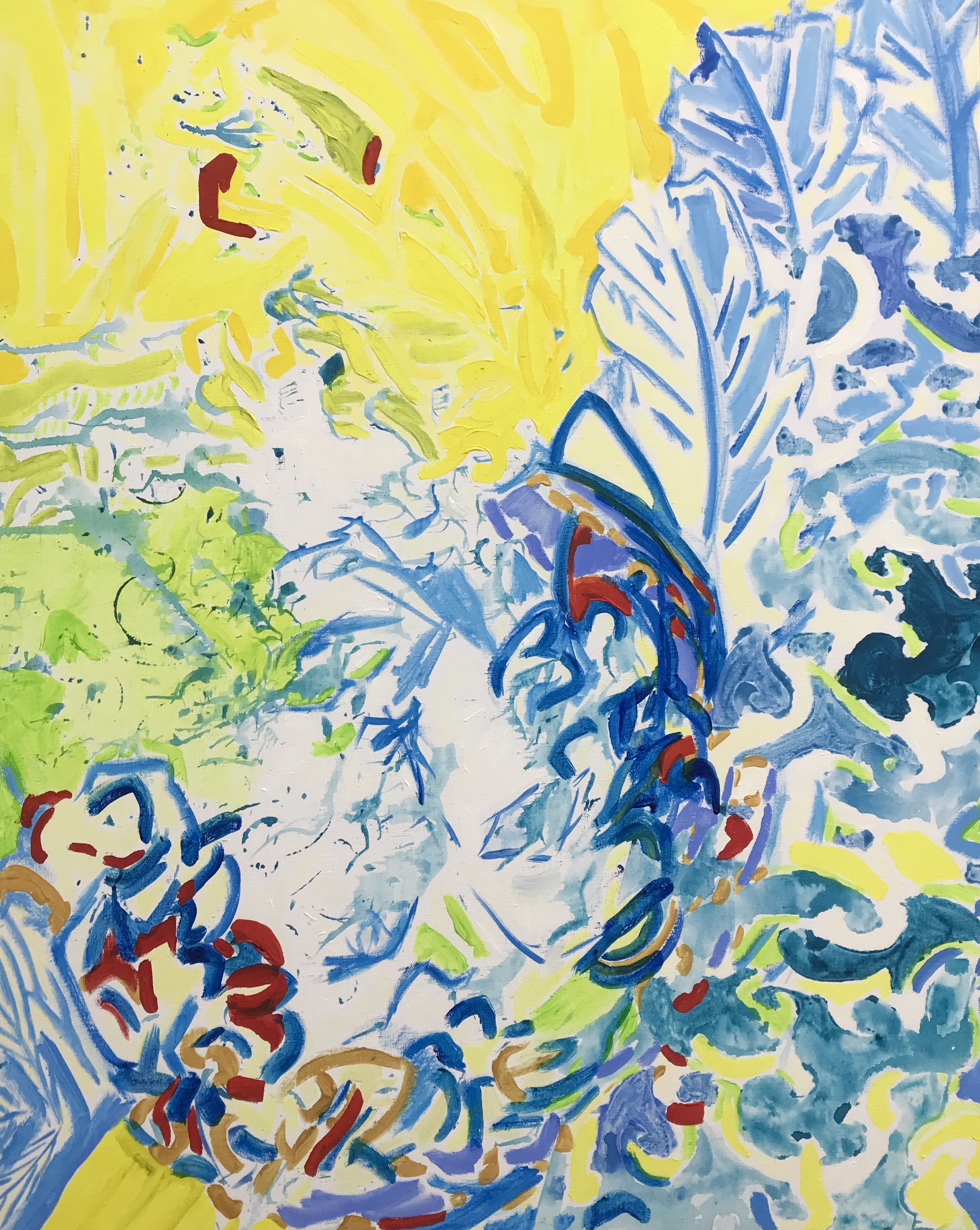 « Oliban alpha » — CYB, acrylique sur toile 92×73 cm, série Jaunes, 2022