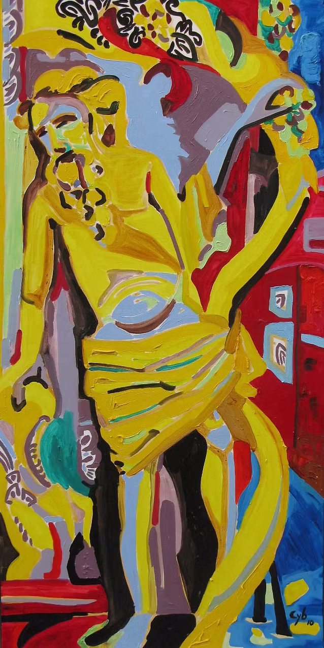 "Venice IV" — CYB, oil on canvas 120×60 cm, Venetian series, abstract baroque painting, 2010