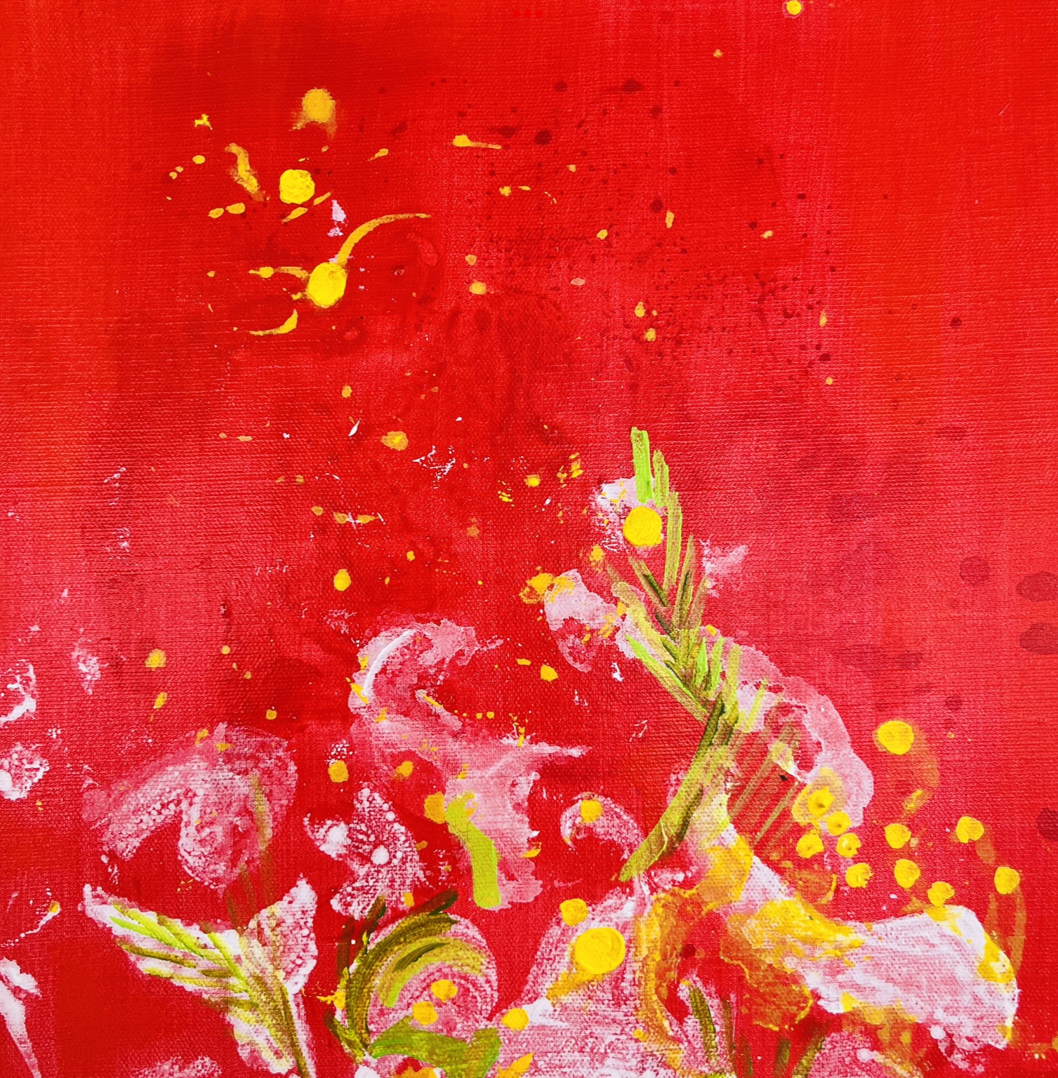« Pizzicati » — CYB, acrylique sur toile 40×40 cm, série Nymphes, 2024