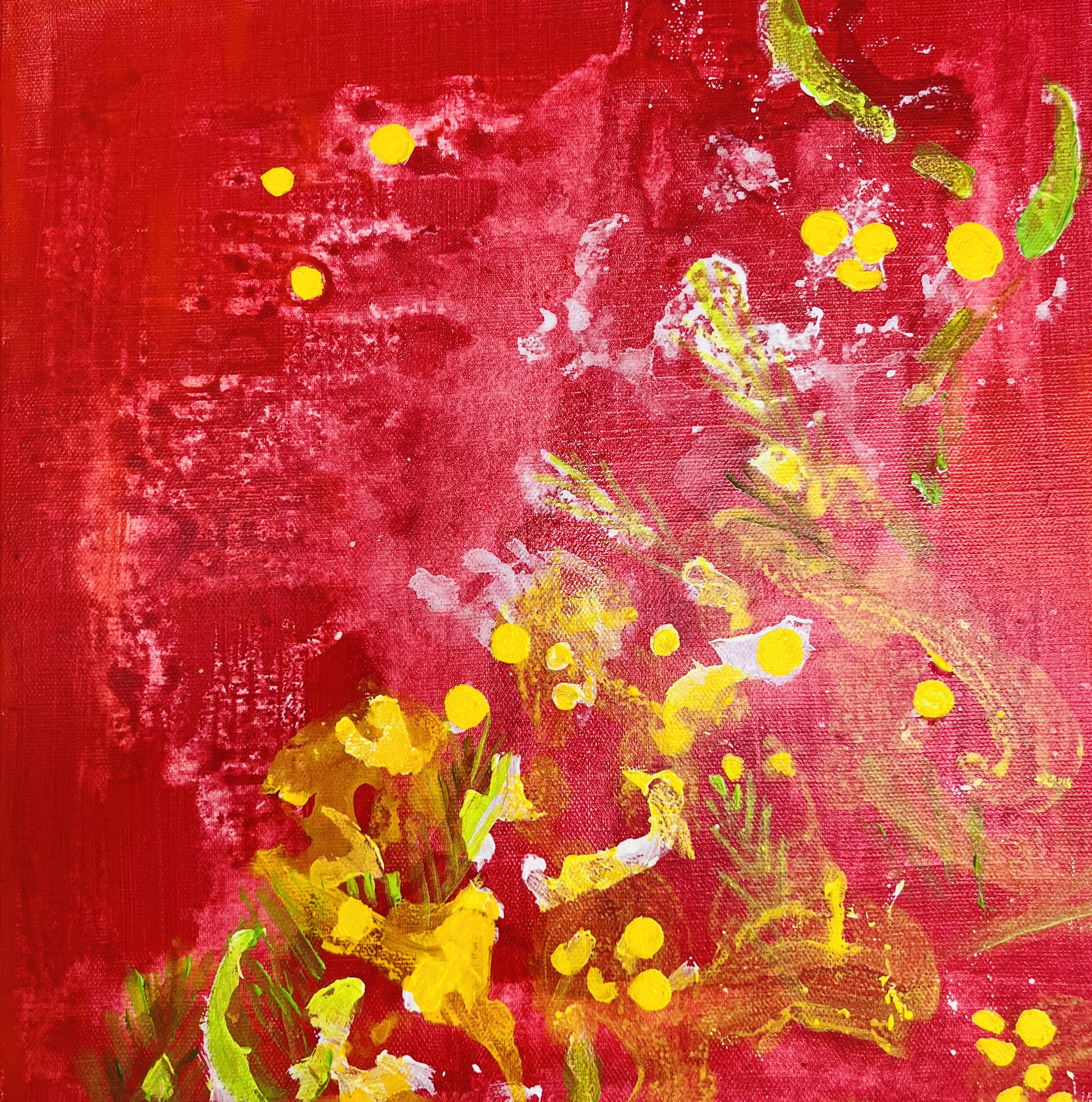 « Pizzicati » — CYB, acrylique sur toile 40×40 cm, série Nymphes, 2024