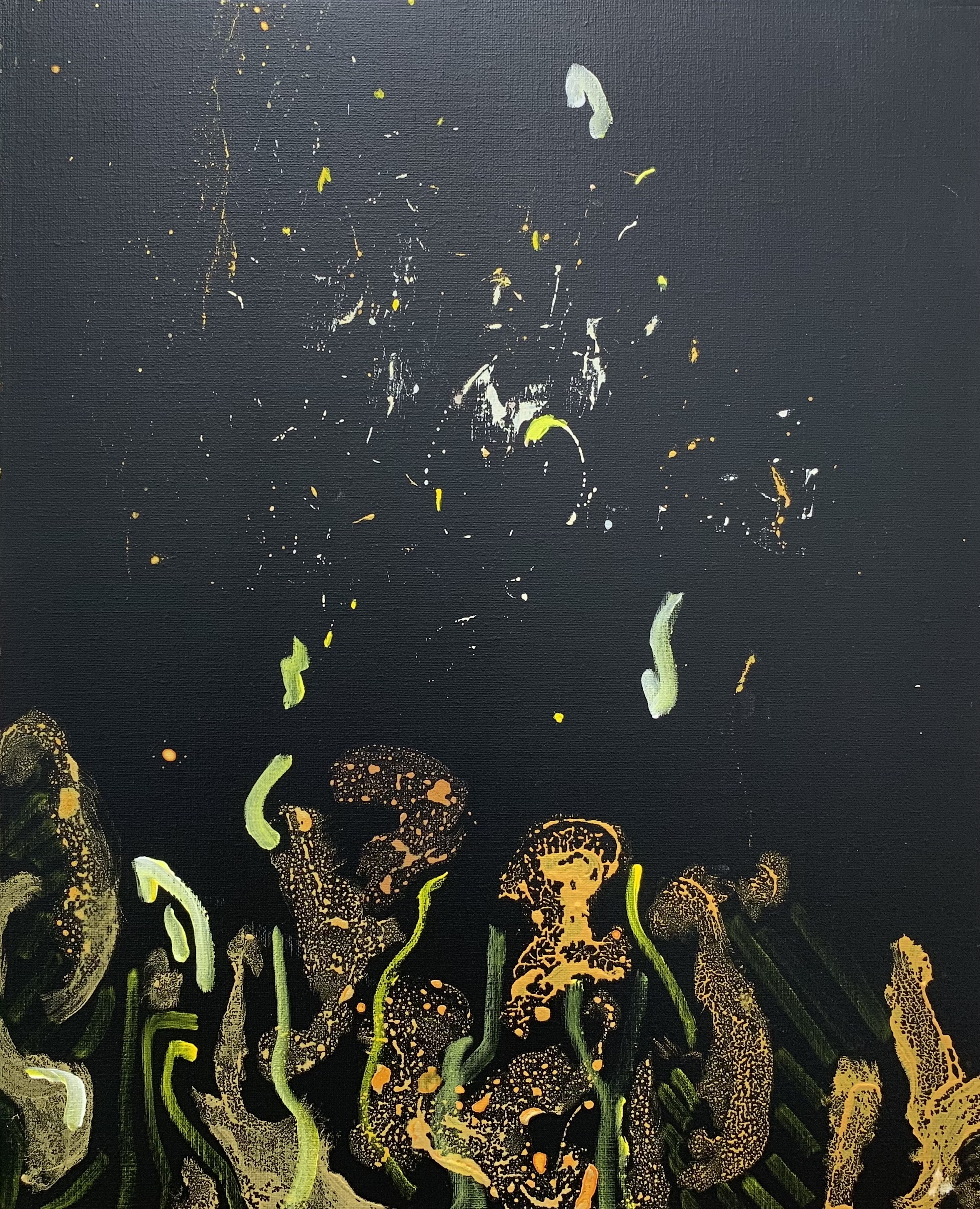 « Pizzicati di Stromboli » — CYB, acrylique sur toile 61×50 cm, série Stromboli, 2023