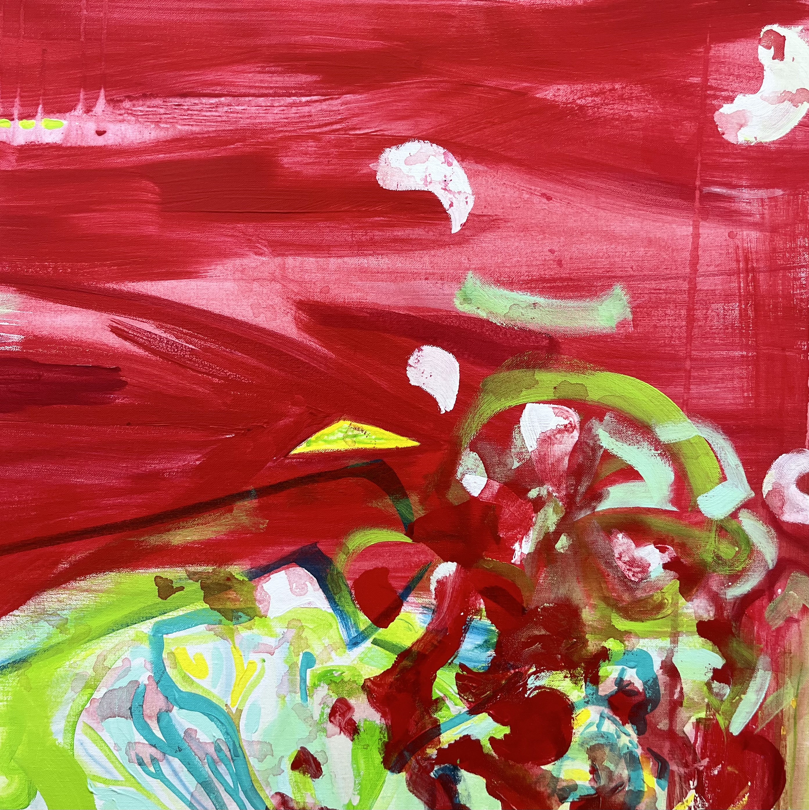 « Spring iota » — CYB, acrylique sur toile 60×60 cm, série Nymphes, 2024