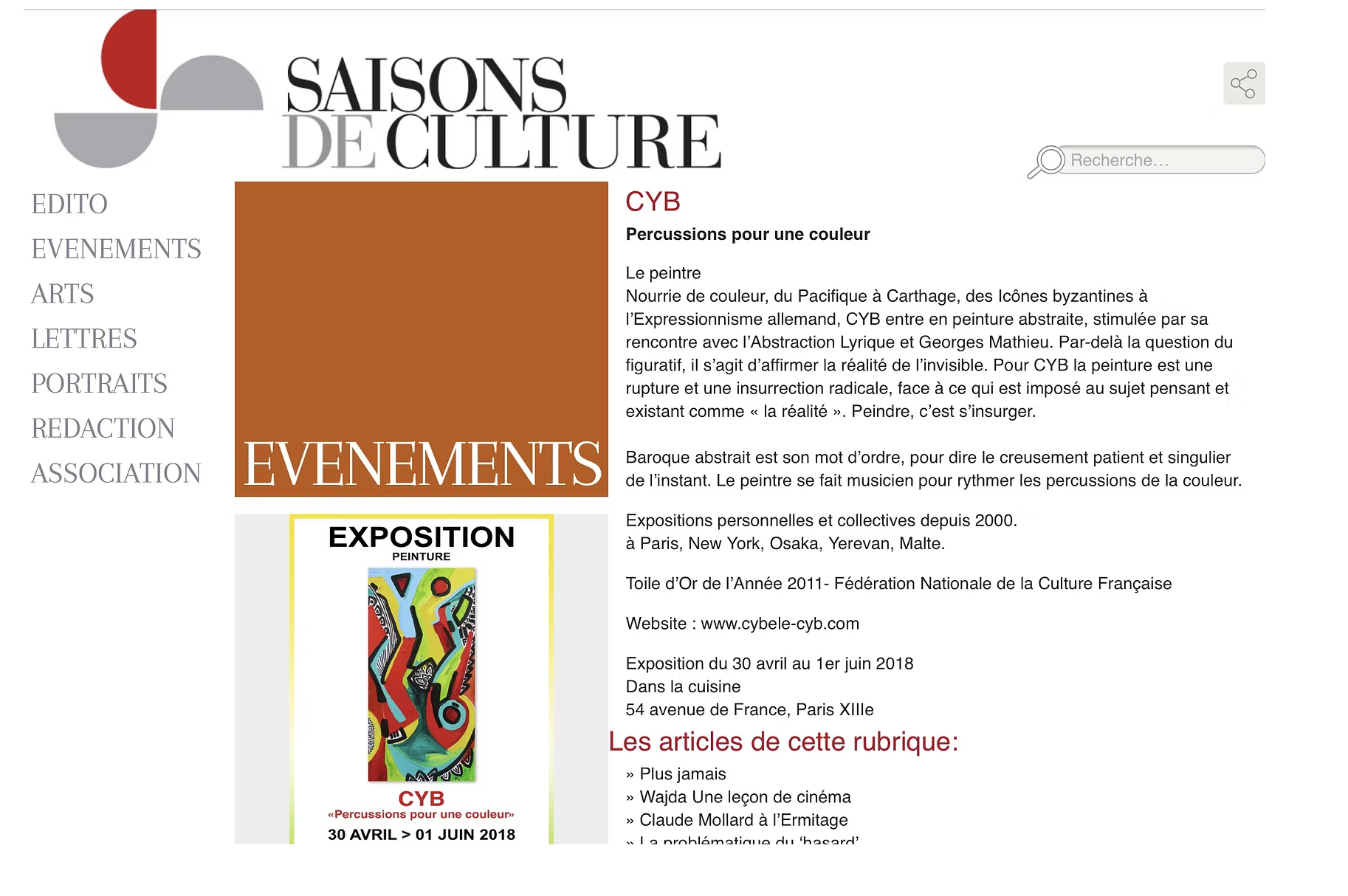 Press article about CYB, contemporary painter - 40